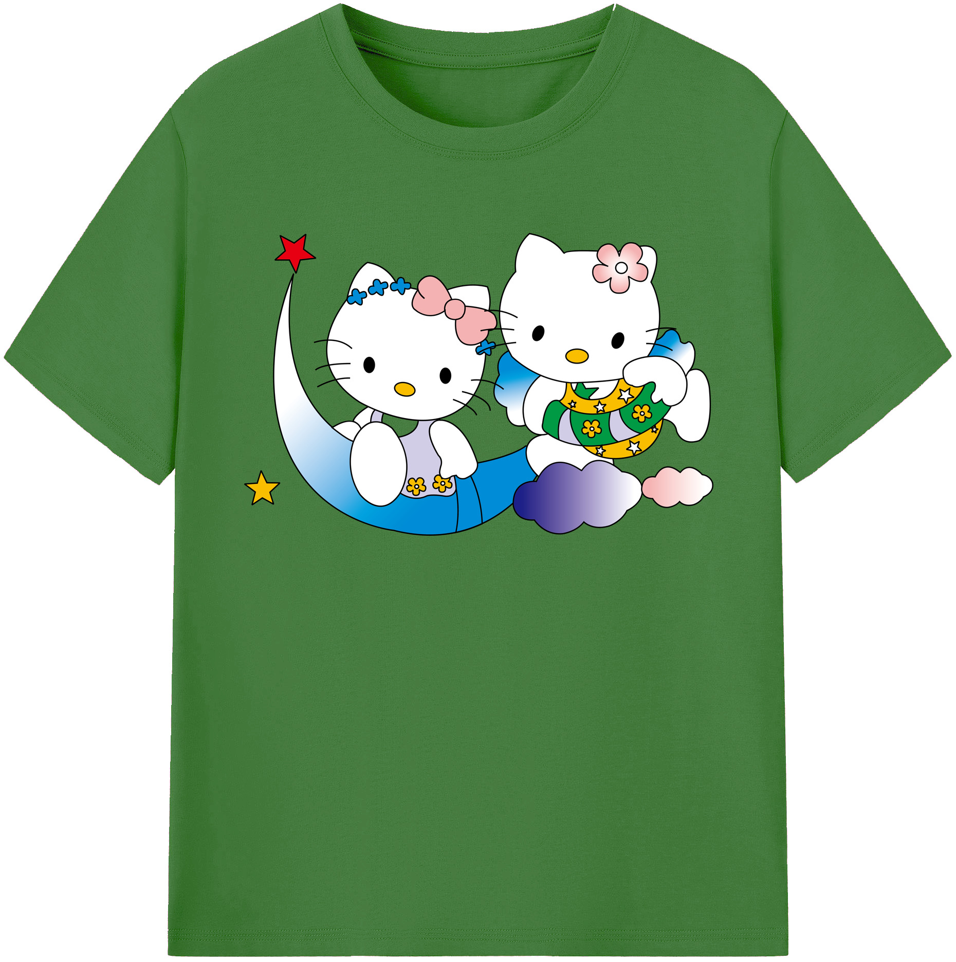 （画像用） Hello Kitty ハローキティ レディースカジュアルプリントTシャツ（綿100％）